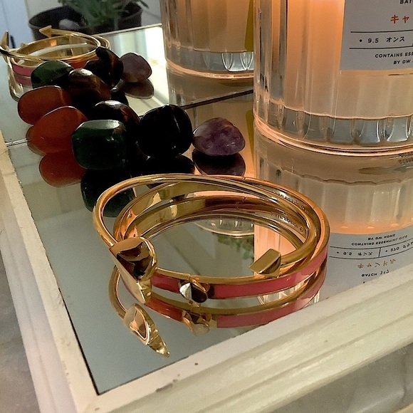 🆕 Kate Spade New York Pink Enamel & Heritage Bangle Set - Picture 4 of 11